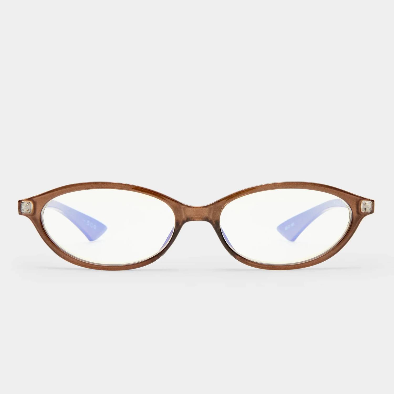 New Le Specs Women's Duskfall Blue Light Oval Glasses In Dark Cocoa
